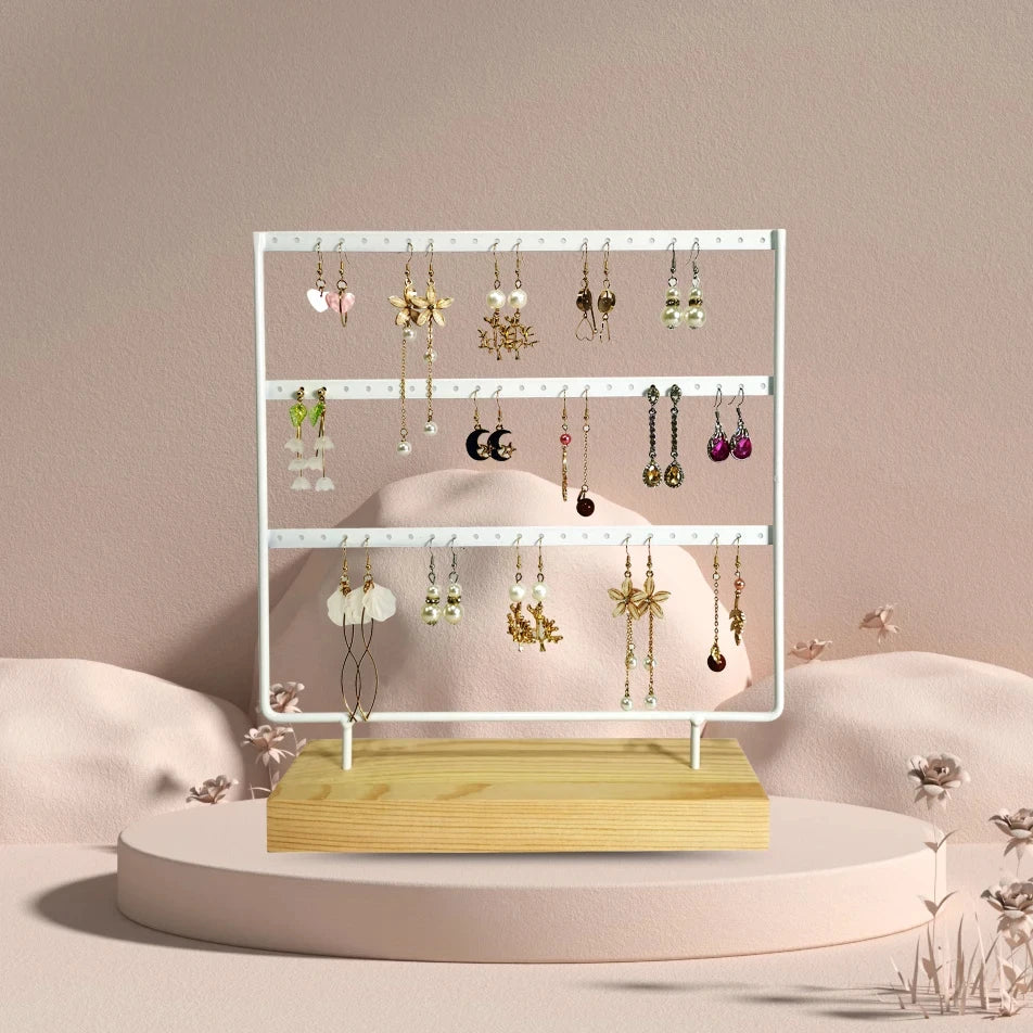 support boucles d'oreilles bois métal or blanc moderne minimaliste clips bijoux présentoirSuspens