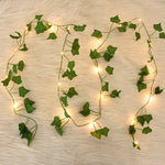 guirlande lumineuse feuilles vigne artificielles vert jaune décoration intérieure bohème 2m 5m 10m