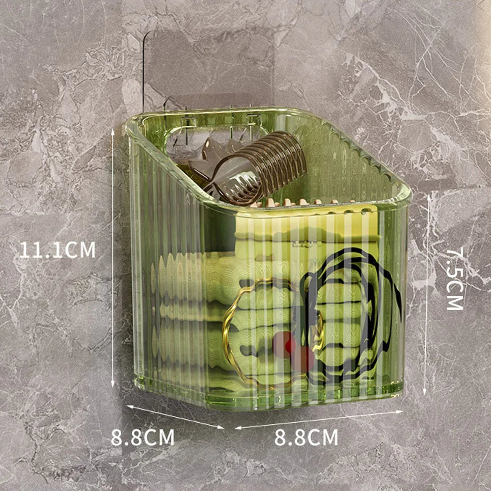 paniers rangement transparents vert clair moderne clips adhésifs poignées minimaliste porte armoire douche cuisine