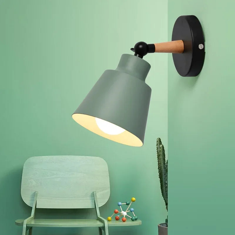 lampe murale moderne led bois métal blanc gris rose vert chambre salon étude entree