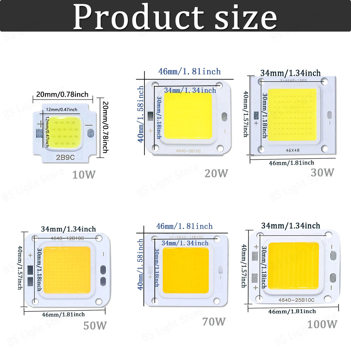 puce led cob 10w 20w 30w 50w 70w 100w cold white warm white haute