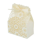 boîte cadeau blanc fleurs dorées ruban classique mariage anniversaire noël saint valentin halloween pâques