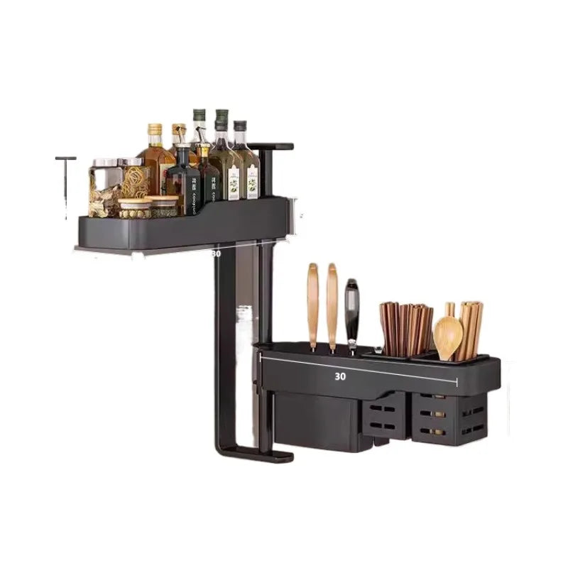 étagère murale modulable gris contemporaine imperméable multiple compartiments cuisine adhésive organisatrice ustensiles aliments bouteilles