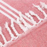 serviette bain coton rose rayures moderne grande taille franges séchage rapide bleu clair