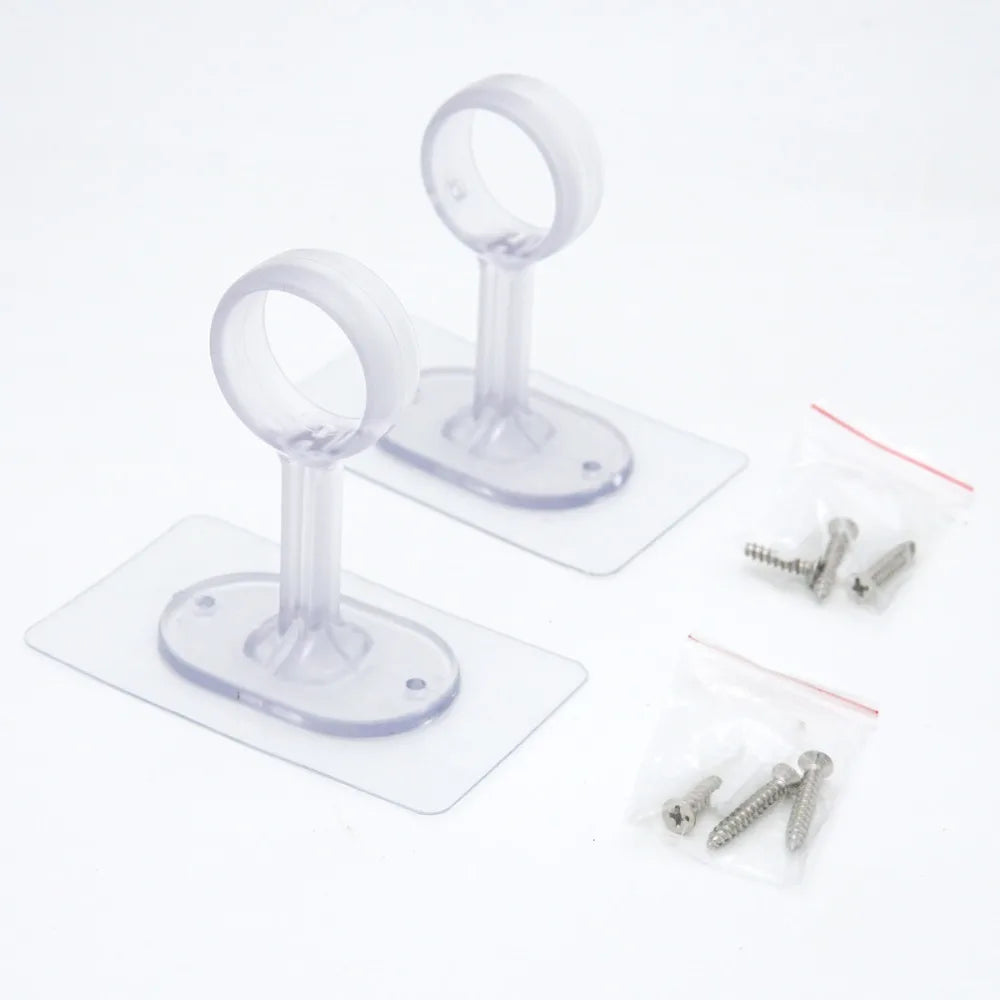 rideau moderne clips transparents anneaux suspension noir polyester tringle auto collante sans perçage