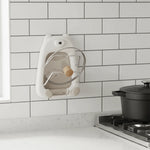 organisateur mural ventouse ours compartiments rangement cuisine jaune blanc moderne ludique minimaliste