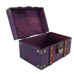 coffre bijoux bois violet vintage serrure réutilisable 22x15x13cm