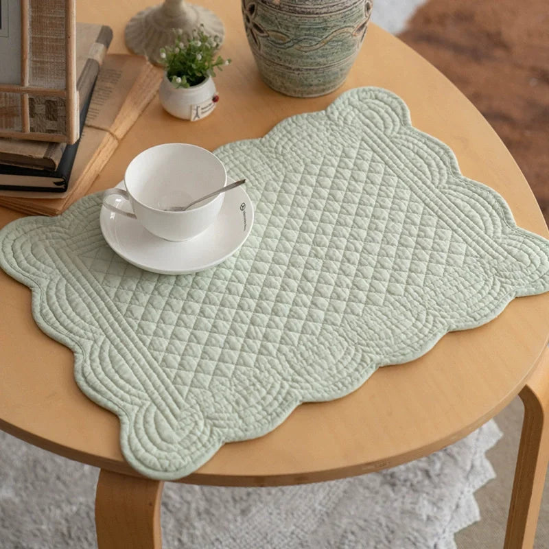 tapis table rectangle bleu marine quilté géométrique respectueux environnement 18x13 inches