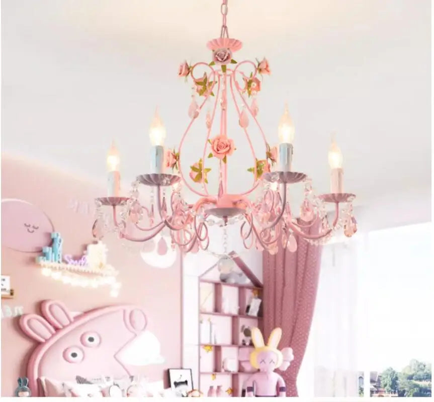 lustre moderne rose cristal fleurs classique romantique suspension chaîne semi encastrée đèn chùm