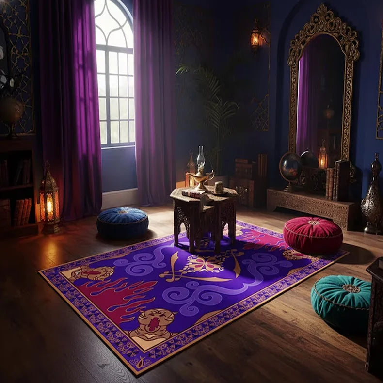 tapis violet moderne motifs floraux salon chambre 80x120cm polyester