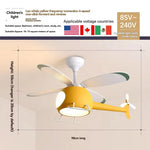 lampe suspension avion moderne gris blanc contemporain enfant chambre ventilateur lumière aéronef chambre enfants