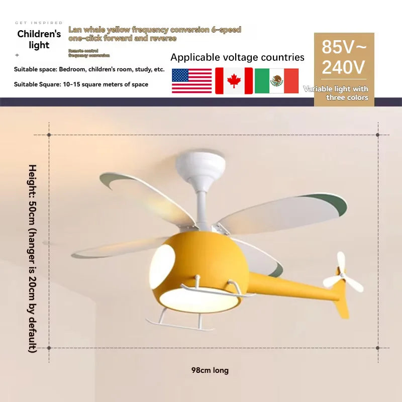 lampe suspension avion moderne gris blanc contemporain enfant chambre ventilateur lumière aéronef chambre enfants