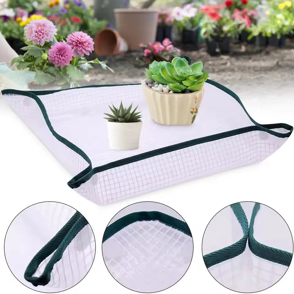 tapis jardinage blanc vert moderne rayures grille poignées 50cm 1m imperméable transplantationiauxités