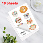 papier autocollant vinyle a4 blanc mat 50 feuilles motifs animaux fleurs décoration
