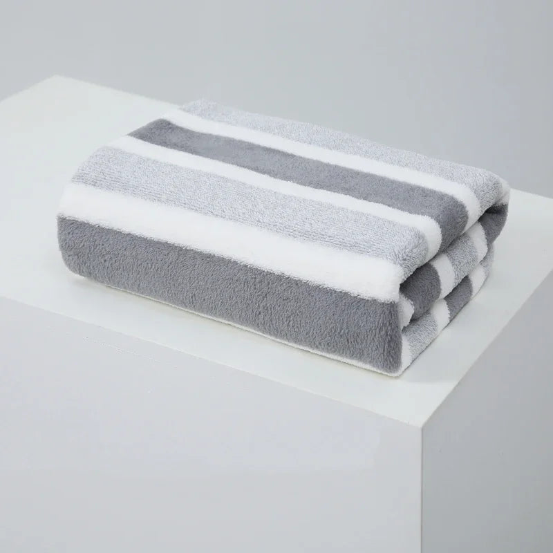 serviettes bain douces vert clair rayées absorption rapide coton polyester moderne