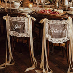 décoration mariage just married rubans satin dentelle romantique vintage chaise anniversaire festivitésscrição