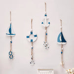 décorations murales thème marin bois bleu blanc ancres phares voiles roues navire coquillages étoiles