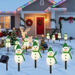 décoration noël bonhommes neige lumineux piquet glitter blanc vert jaune rose festiveextérieur jardin