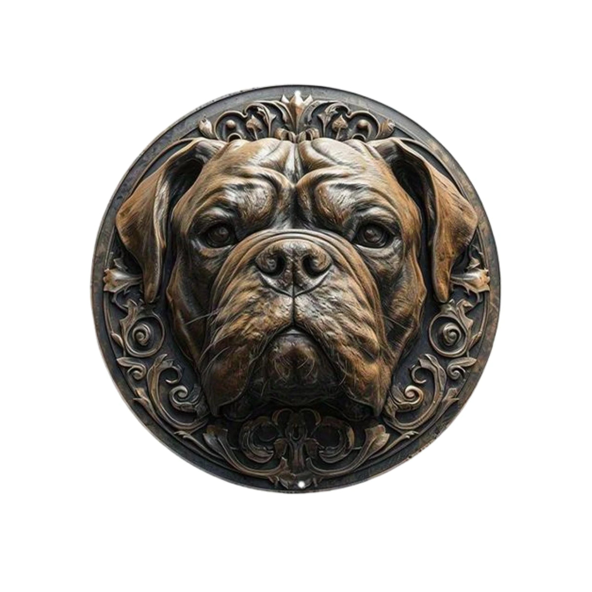 décoration murale plaque chiens relief artisanal clips métalliques couleur marron noir