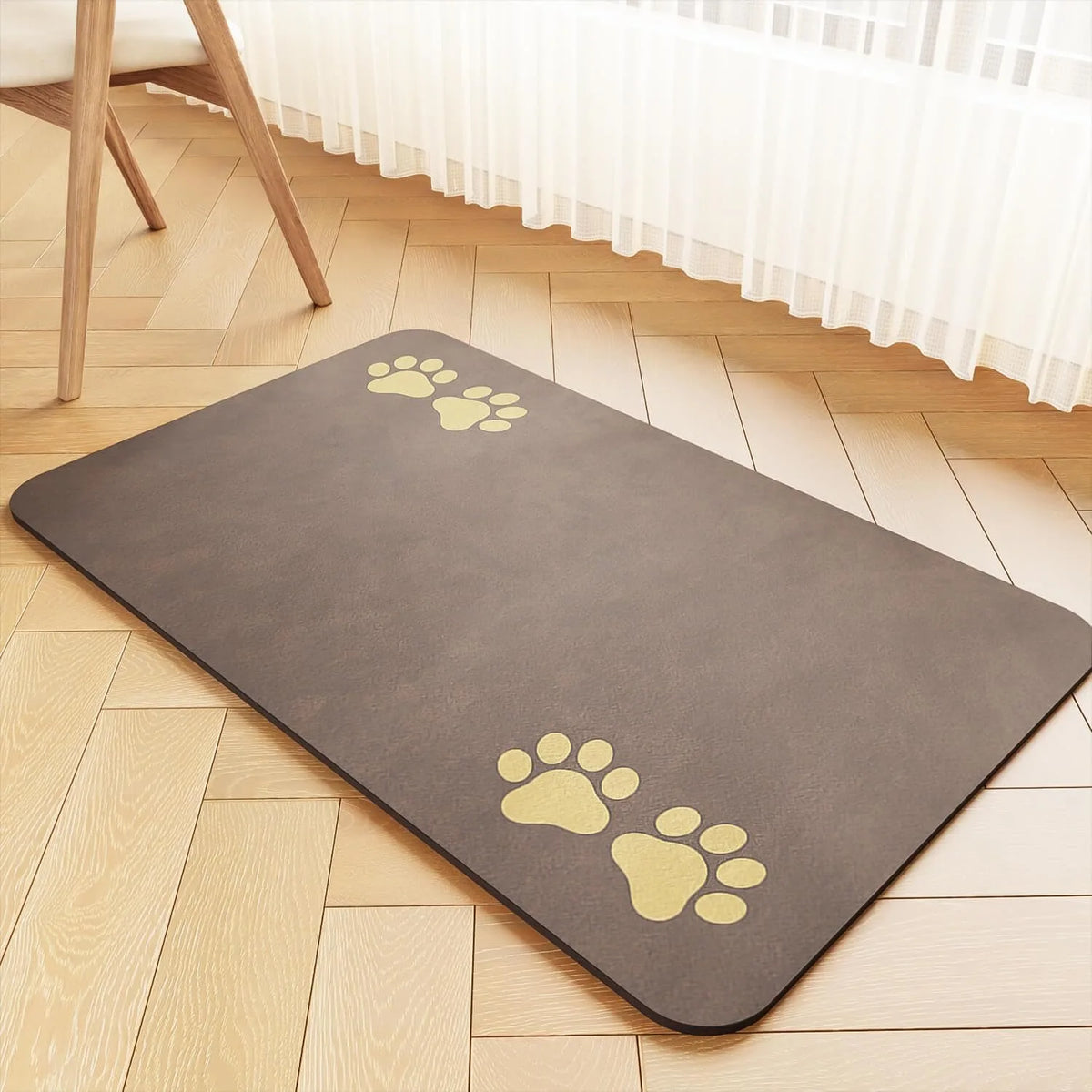 tapis absorbant imprimé empreintes animales gris moderne chiens rapide séchage