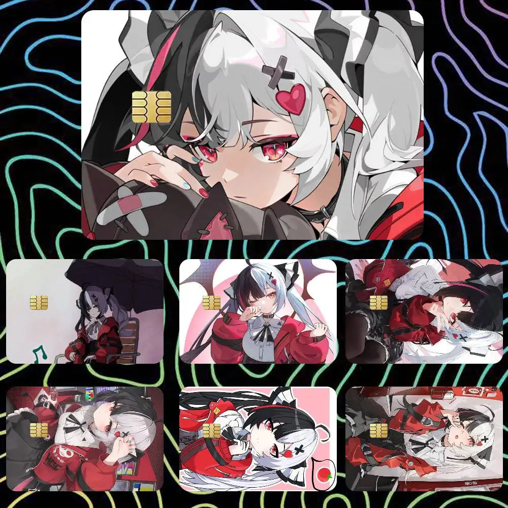 adhésif décoratif cartes bancaires dessin animé personnages motifs waterproof réutilisable noir blanc rouge gris