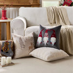 housse coussin brodée rennes noël traditionnelle décorative coton polyester gris beige vert bleu rouge