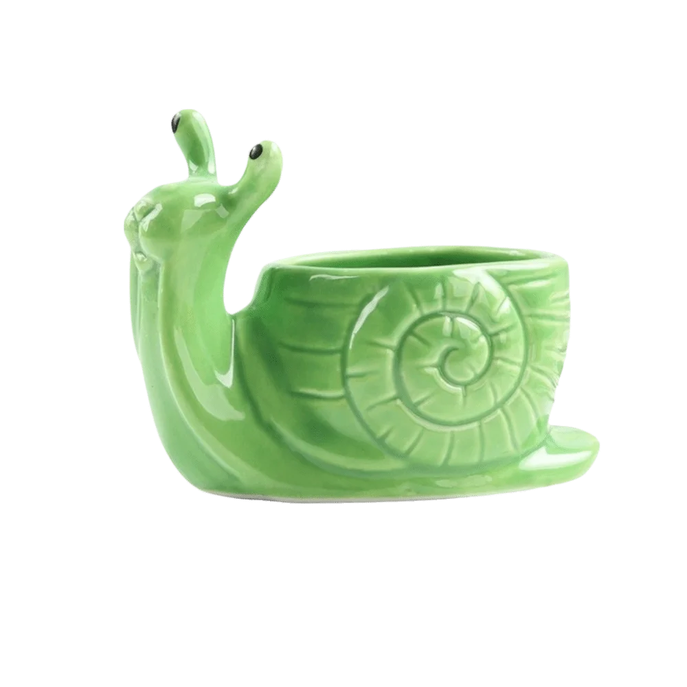 cache pot escargon sculpté créatif animalier jaune vert bleu rouge blanc maison