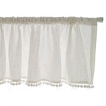 rideau blanc tissu lin pompons moderne rustique fenêtre 100x45cm 132x45cm 132x61cm