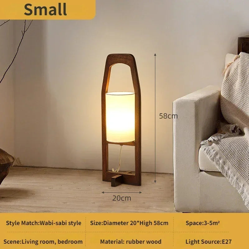 lampe sol led bois marron clair abatjour beige moderne minimaliste pied carré opacité haute