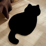 tapis doux fourré chat motif moderne acrylique noir blanc gris rose