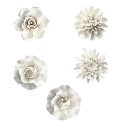 Mur de fleurs artificielles en céramique 3D bleu - Décoration murale élégante