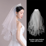 voile mariée blanc translucide classique comb métallique accessoire mariage photo femme