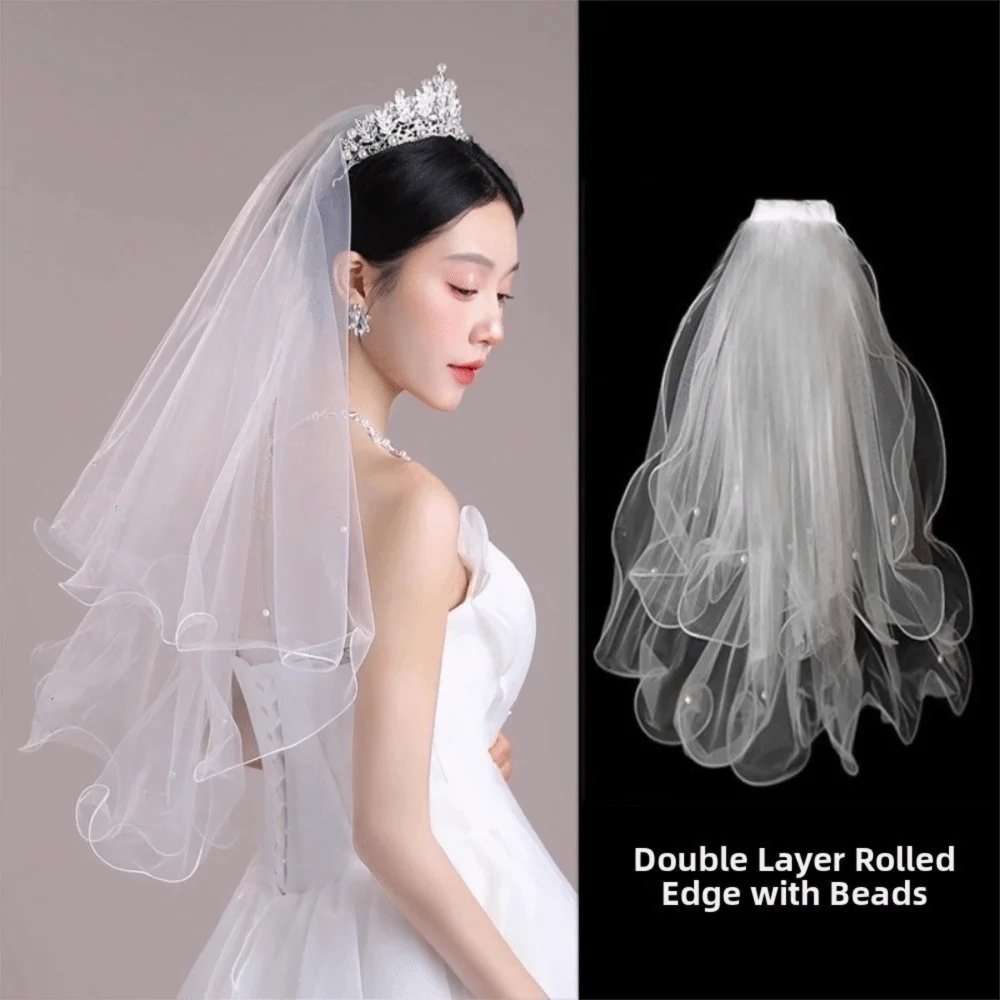 voile mariée blanc translucide classique comb métallique accessoire mariage photo femme