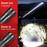 torche puissante led rechargeable 12000mAh zoomable autodéfense banque alimentation moderne