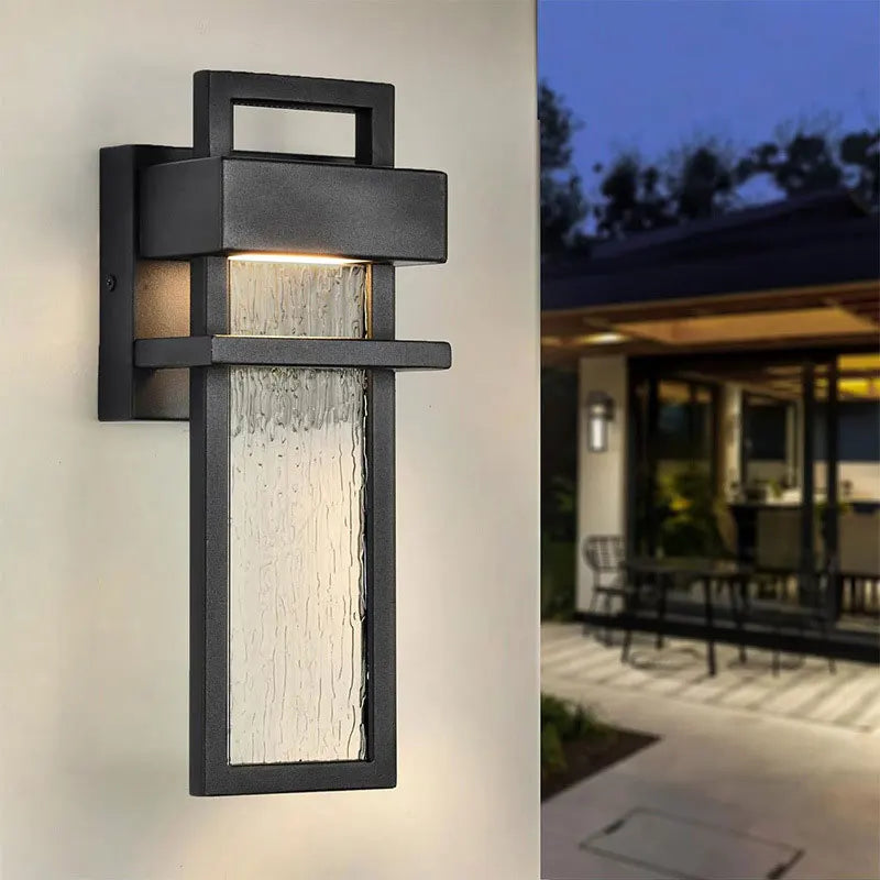 applique murale moderne led étanche noir transparent minimaliste ip65 aluminium