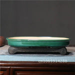 bassin bonsaï porcelaine blanc vert classique glazed desktop flower plant chinese ceramic