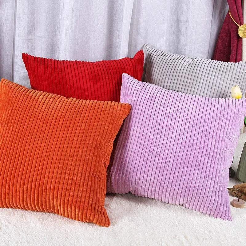 housses coussins orange velours côtelé rayés modernes 30x50cm 45x45cm canapé lit voiture