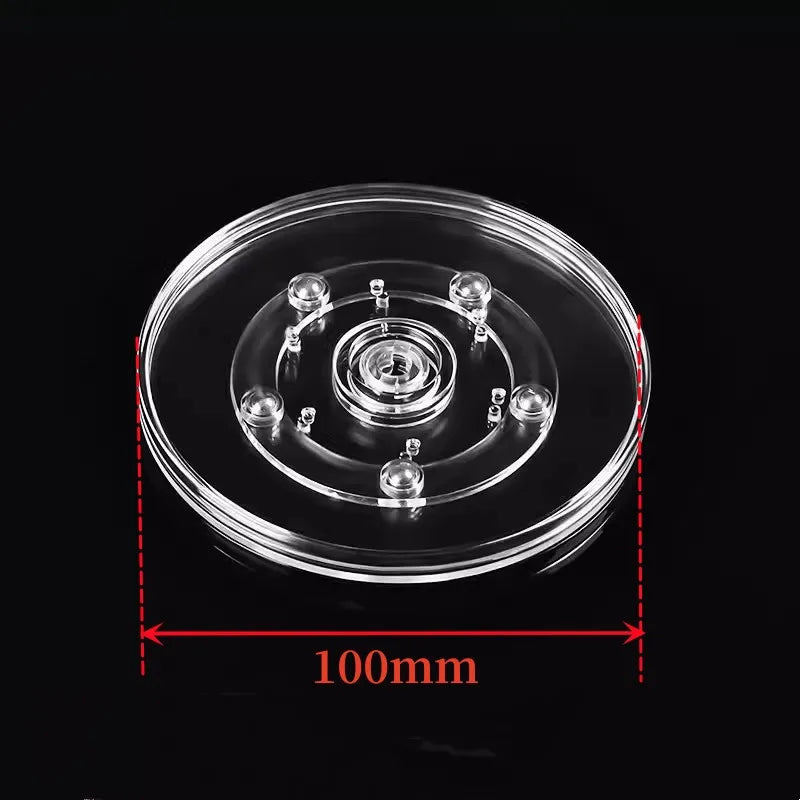 support pot transparent rotatif base ronde lazy susan plastique acrylique moderne fixations bijoux décoration