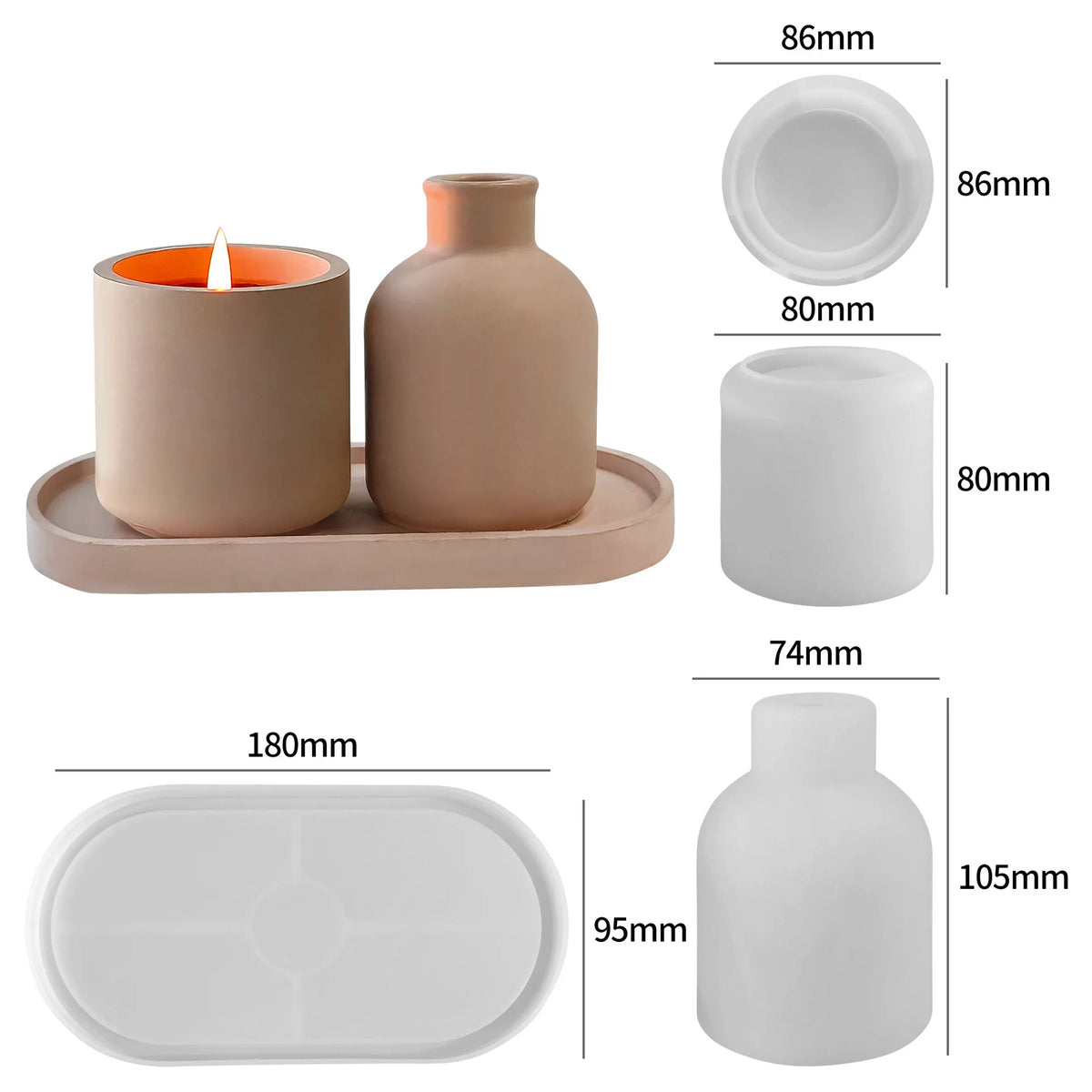 vase silicone bougie blanc rayures moderne arrangement table tổ chứcFLOW (Only the valid 14