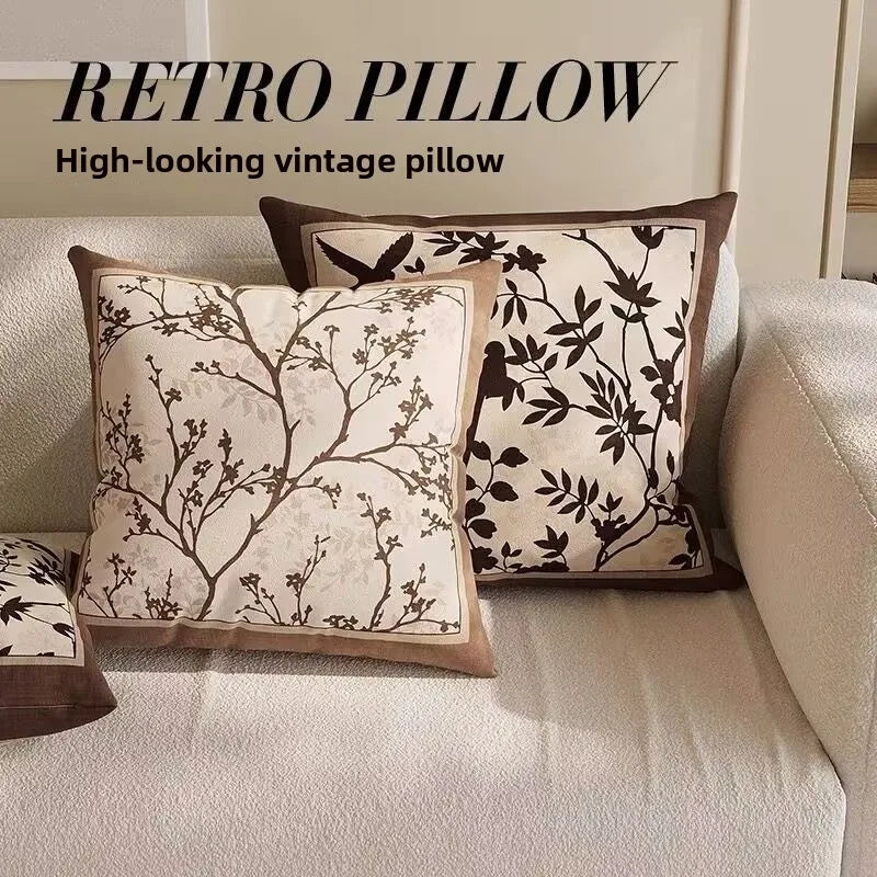 housse coussin fleurs feuilles vintage 100 polyester opaque maison decoration