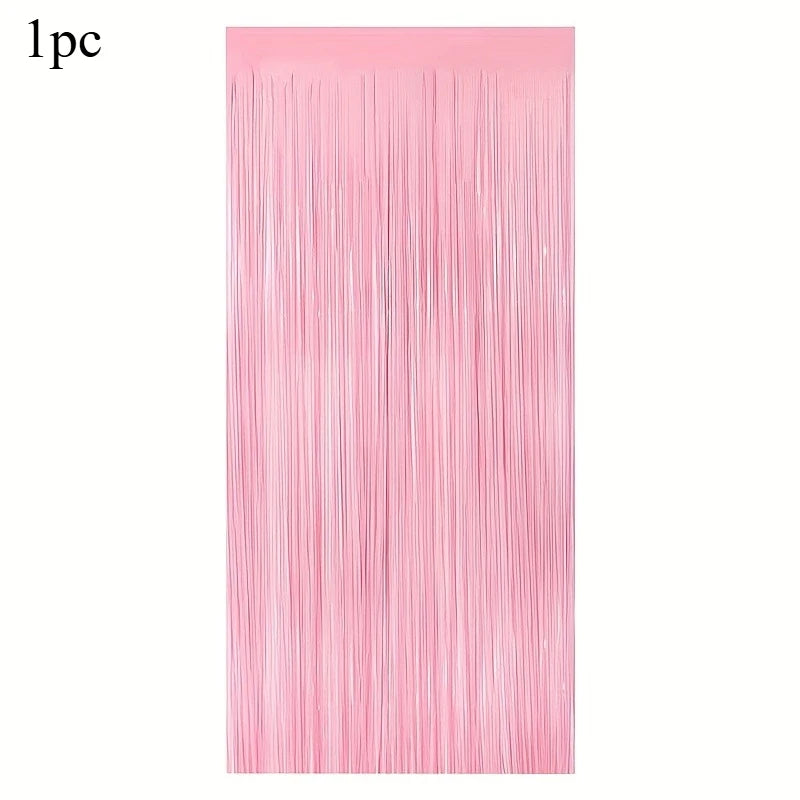 rideau franges rose brillant décoration mariage anniversaire fête gâteau cupcakes ballons confettisDecorationMuraleFestiveFrangesRoseBrillantesPourEvènementsFamiliauxEtProfessionnels