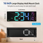 grande horloge murale digitale couleurs rvg télécommande alarme lumineuse moderne