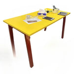 table moderne rectangle minimaliste jaune rouge bleu vert blanche pieds simples salle manger