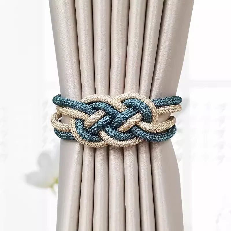 rubans fenêtres modernes aimants bleu doré tissés noeuds