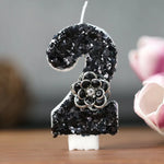 bougies chiffres paillettes noires festives anniversaire mariage décoratives numérotation festive