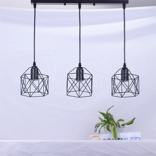 Suspension luminaire noir réglable pour cuisine moderne avec abat-jour métallique