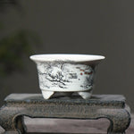 bacs plantes chinois paysage peint blanc opaque décoration intérieure pots fleurs