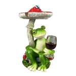 décoration intérieure sculpture grenouille verre vin champignon rouge orange marron fantaisiste résine