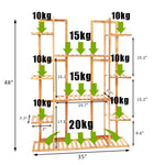 Étagère à plantes bambou 9 tablettes vue de face