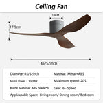 ventilateur blanc grain bois moderne 45 52 pouces télécommande silencieux
